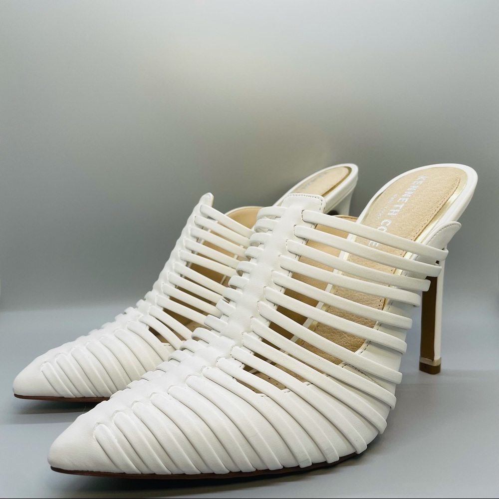 Kenneth Cole Heeled Mules - White Architectural Size 8 - Picture 2 of 5